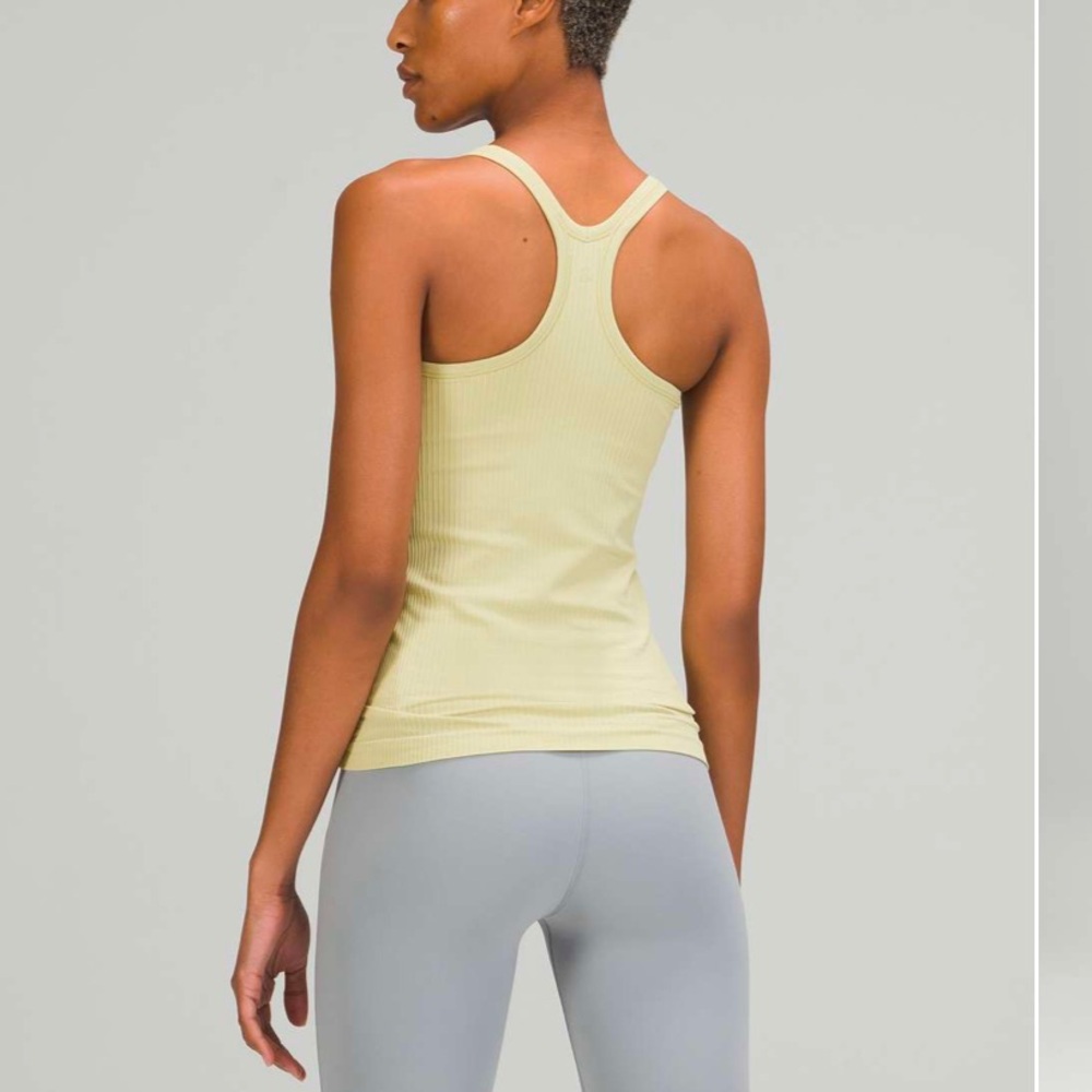 Lululemon ebb to street racerback tank size 8 Light Green Ribbed Tank Top